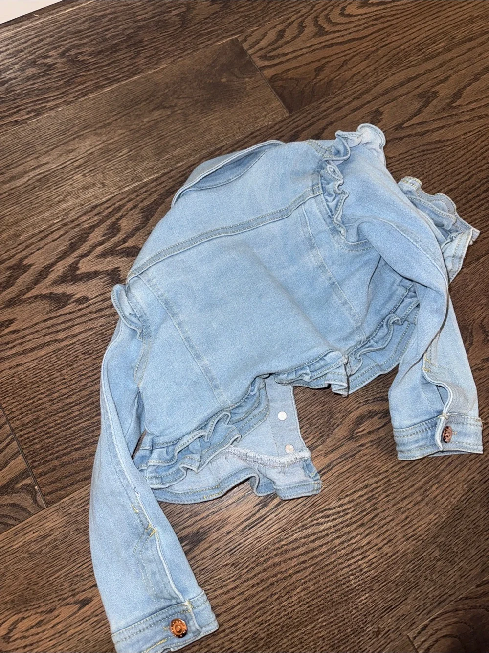 Vince Camuto Light Blue Ruffle-Trim Denim Jacket for Girls 3T